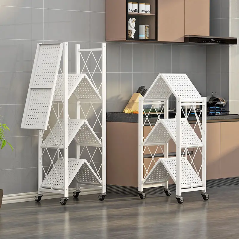 Multifunctional Foldable Storage Living Room Rack Multilayer Bookshelf Display Kitchen Large Iron Frame Storage Rack