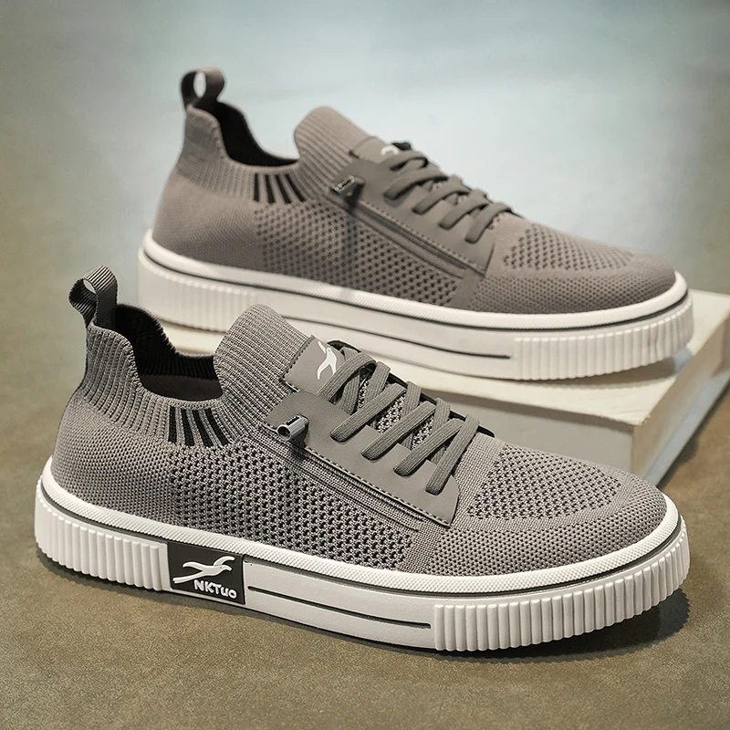 

Мужская вулканизированная обувь с парусиновой сеткой. Новые дышащие повседневные прогулочные туфли на плоской подошве со шнуровкой и низким верхом и круглым носком.