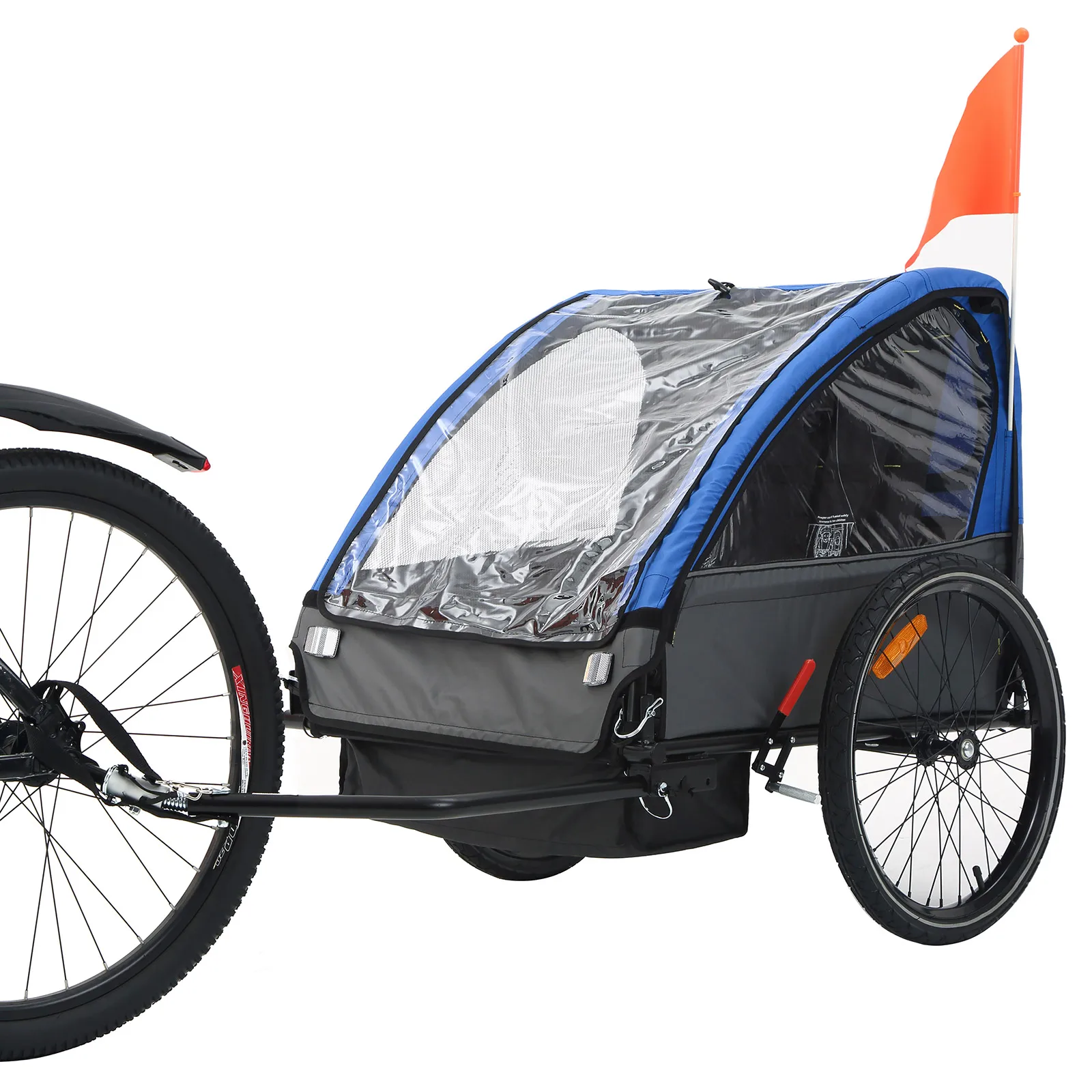 

New 2 Seats Bicycle Baby Trailer Quick Attach to Bike with 5-Point Harness and Storage Bags for Baby 2 Wheels Bike Trailer