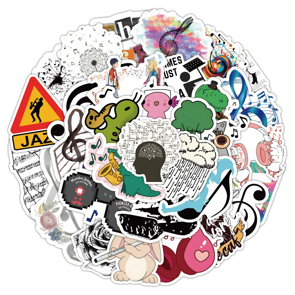 10/30/50PCS Musical Notes Stickers Graffiti Decoration Hand Account Notebook Skateboard DIY Guitar Notebook Waterproof Wholesale