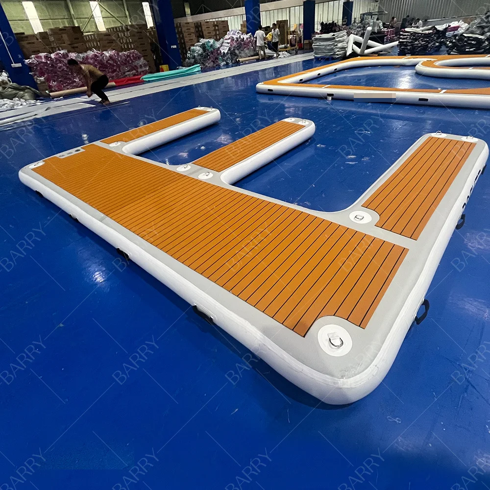 

Barry Factory Water Play Equipment E Shape Inflatable Floating Water Dock Air Dock Platform Pvc Inflatable Dock