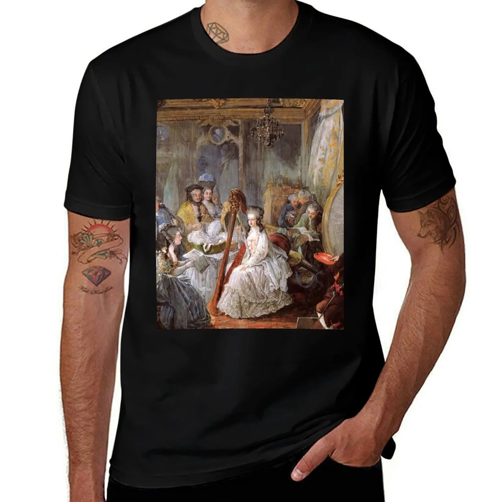 Marie Antoinette playing the harp at the French Court - Jean-Baptiste André Gautier-Dagoty T-Shirt