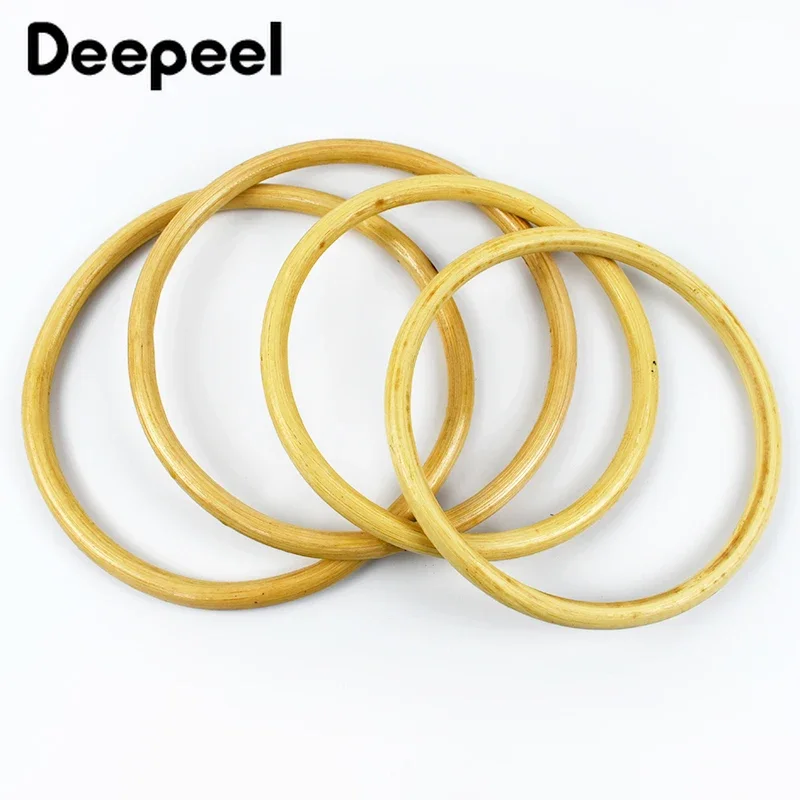 2/4Pcs Deepeel 13/15cm Rattan Circle Bamboo Handle Handbag Handmade Woven Bag DIY Round Purse Frame Handles Accessories