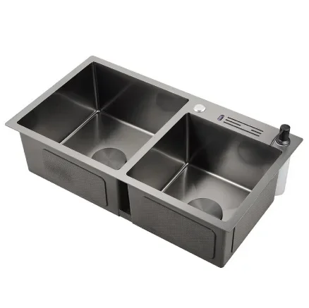 Black nano stainless steel double slot single slot thickened kitchen sink vegetable sink household 304 steel factory direct