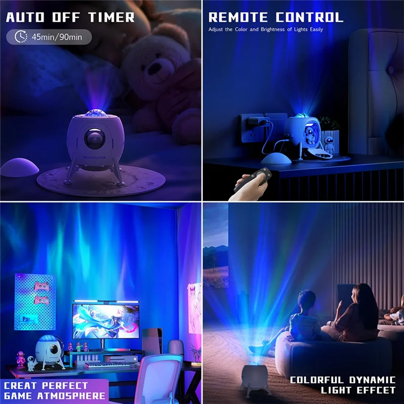 AK25-Astronaut Galaxy Light Projector Space Lander Spacecraft Ceiling Projector With Remote Control Projection Night Light