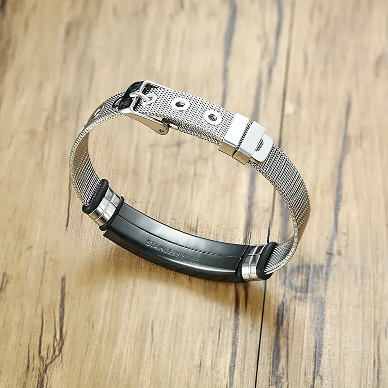 English German Korean French Bible Bracelet for Men Boys,Wateproof Stainless Steel Prayer Bracelet,Male Jewelry Gift