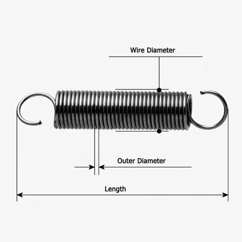 1pcs Open Tension spring Expansion Springs Extension Tension Spring Wire Diameter  2.0mm Spring Diameter 10mm-22mm