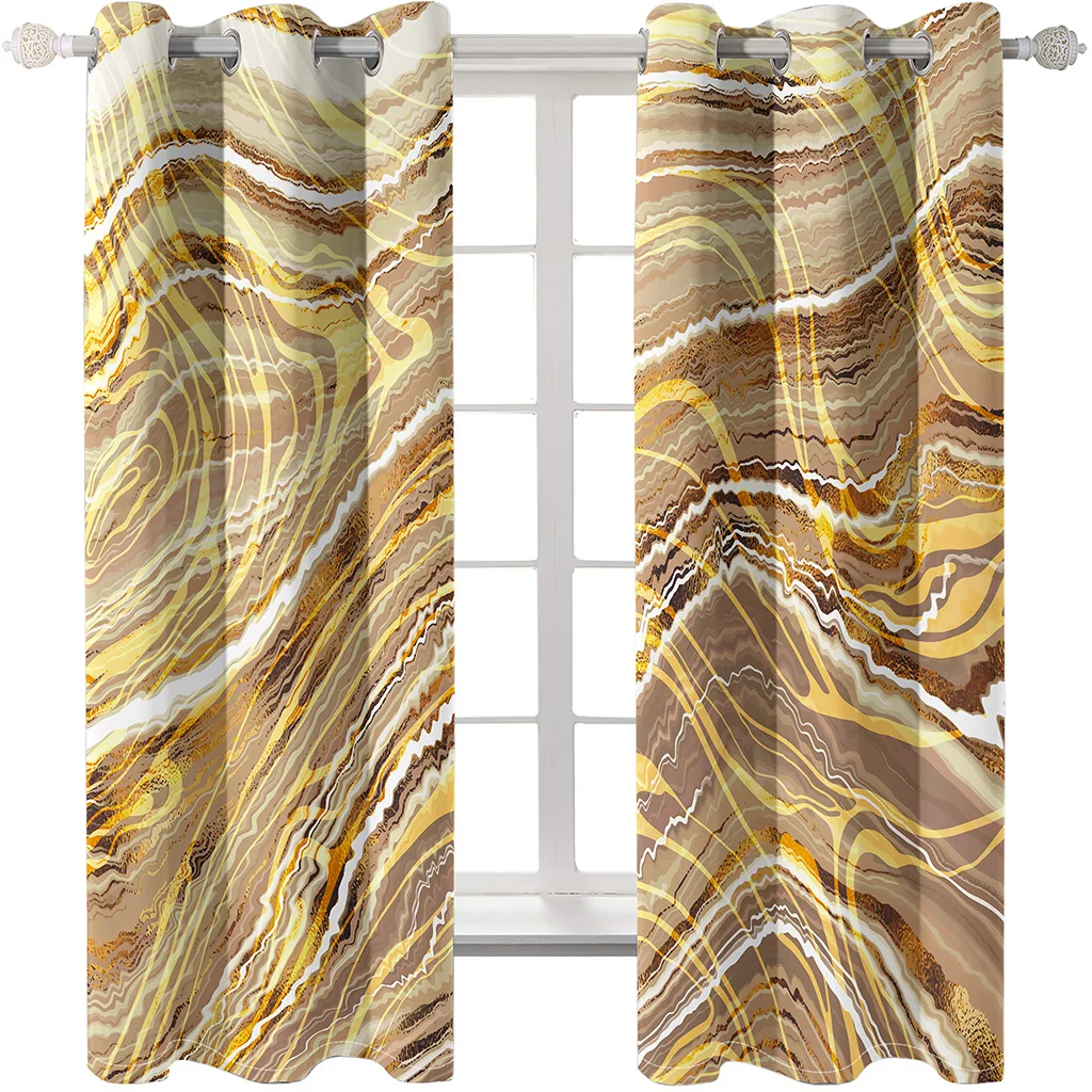 

Gold Black Marbling Abstract Thin Window Curtains for Kids Living Room Bedroom Bathroom Door Kicthen Decor Drapes Blinds Hall