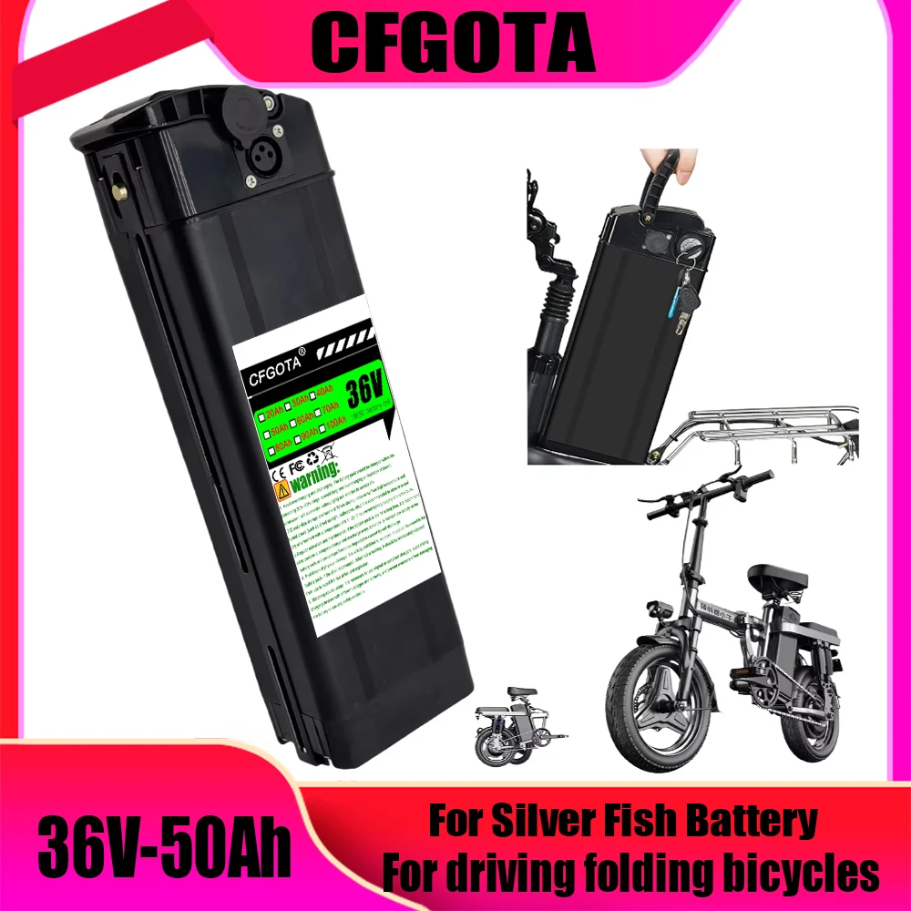 36V 20-50Ah Silverfish Battery Pack - Built-in BMS, for 250W-750W Bafang Motor Kit, 36V 18650 Li-ion Battery with Charger