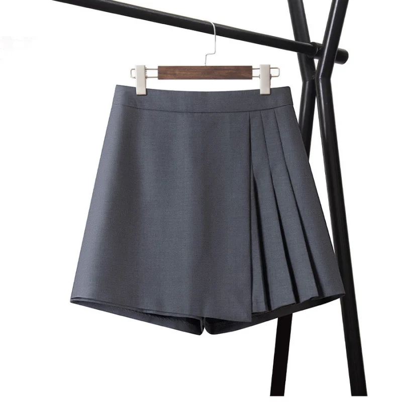 

Серый костюм, юбка, брюки, женские шорты, летние модные универсальные элегантные повседневные брюки с высокой талией нестандартной формы