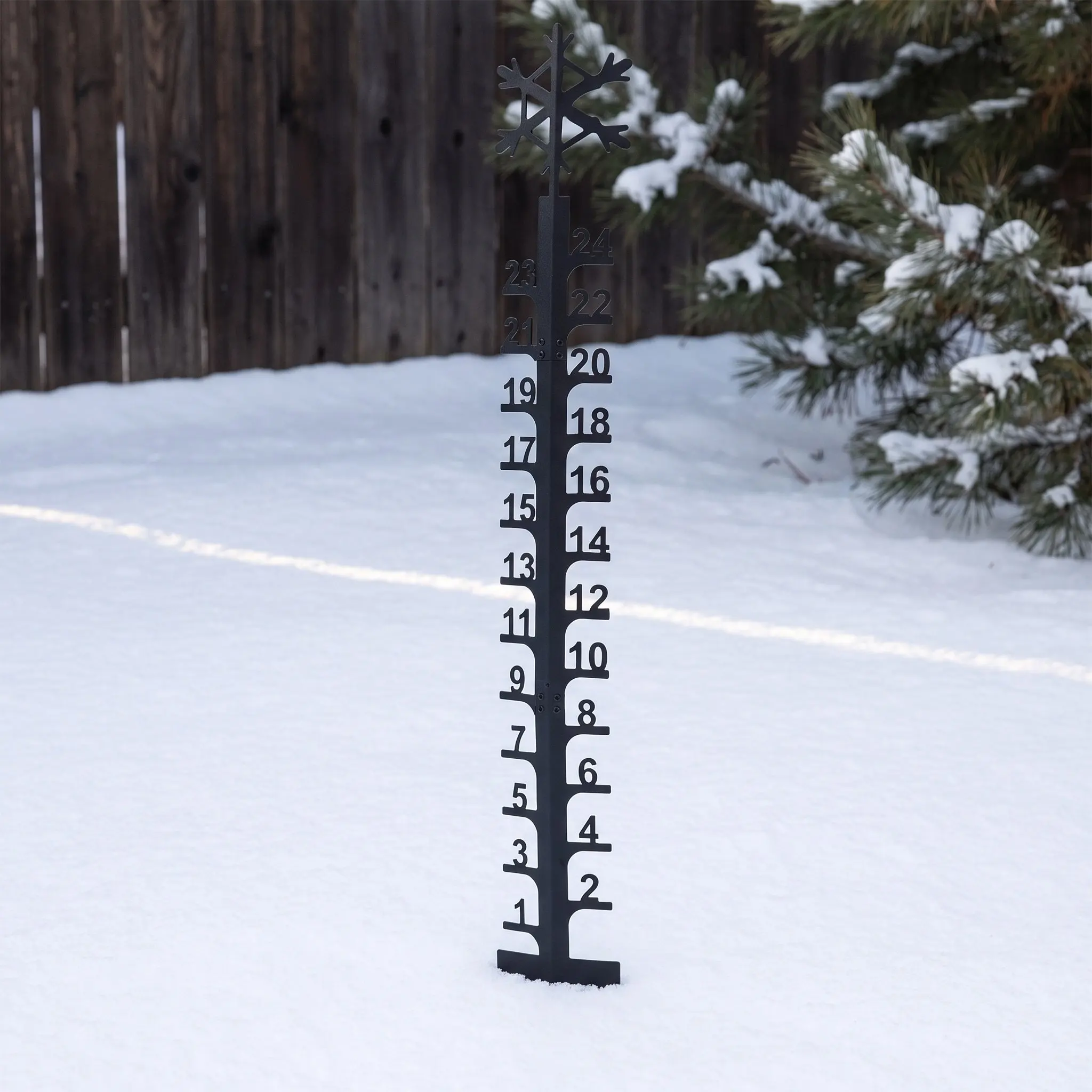 24 Inch Garden Snow Measurer Metal Snow Gauge Outdoor Yard Winter Decor Christmas Gift Snowfall Measuring Ruler Black Metal Snow