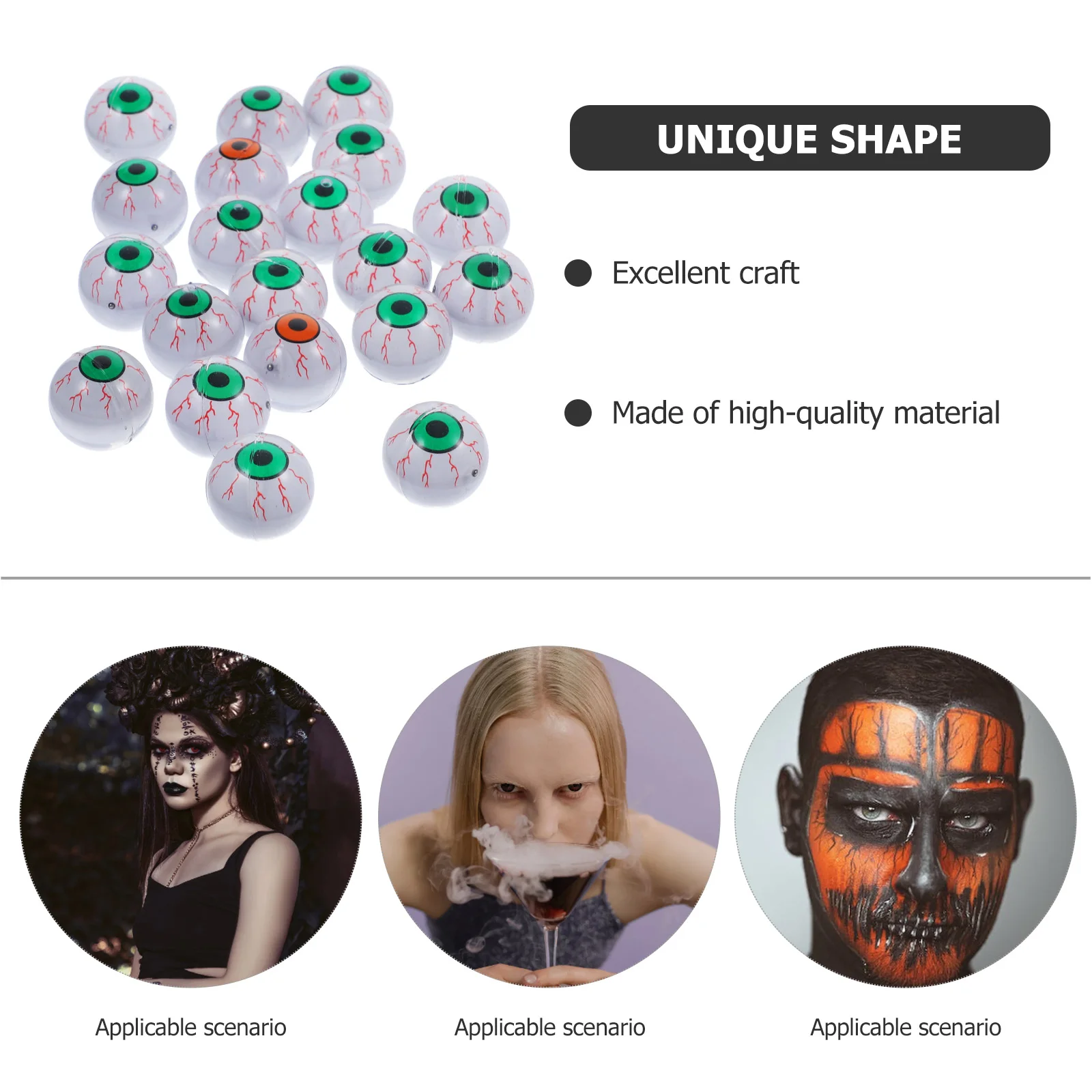 20 szt. Dekoracje Halloweenowe Zewnętrzne Horror Oczy Zabawki Ozdoby do Rękodzieła Dekoracji