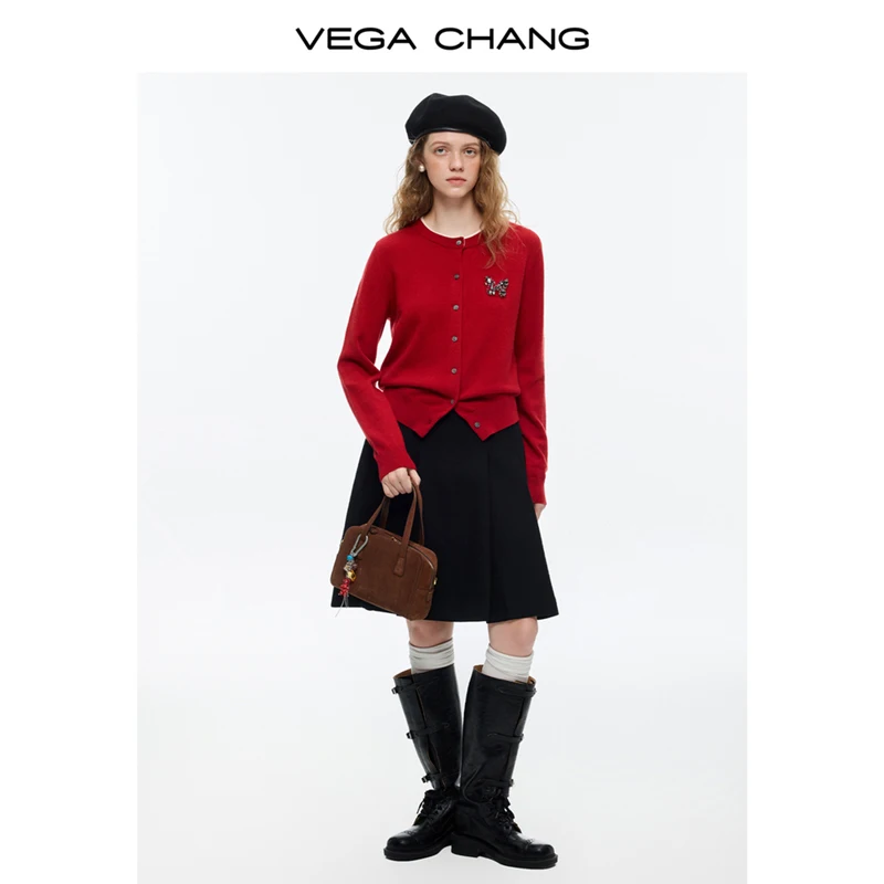 กระโปรงผู้หญิงฤดูหนาวใหม่ของเวก้า ชางกระโปรงสั้นทรงเอสไตล์เกาหลีที่เรียบง่ายและสง่างาม