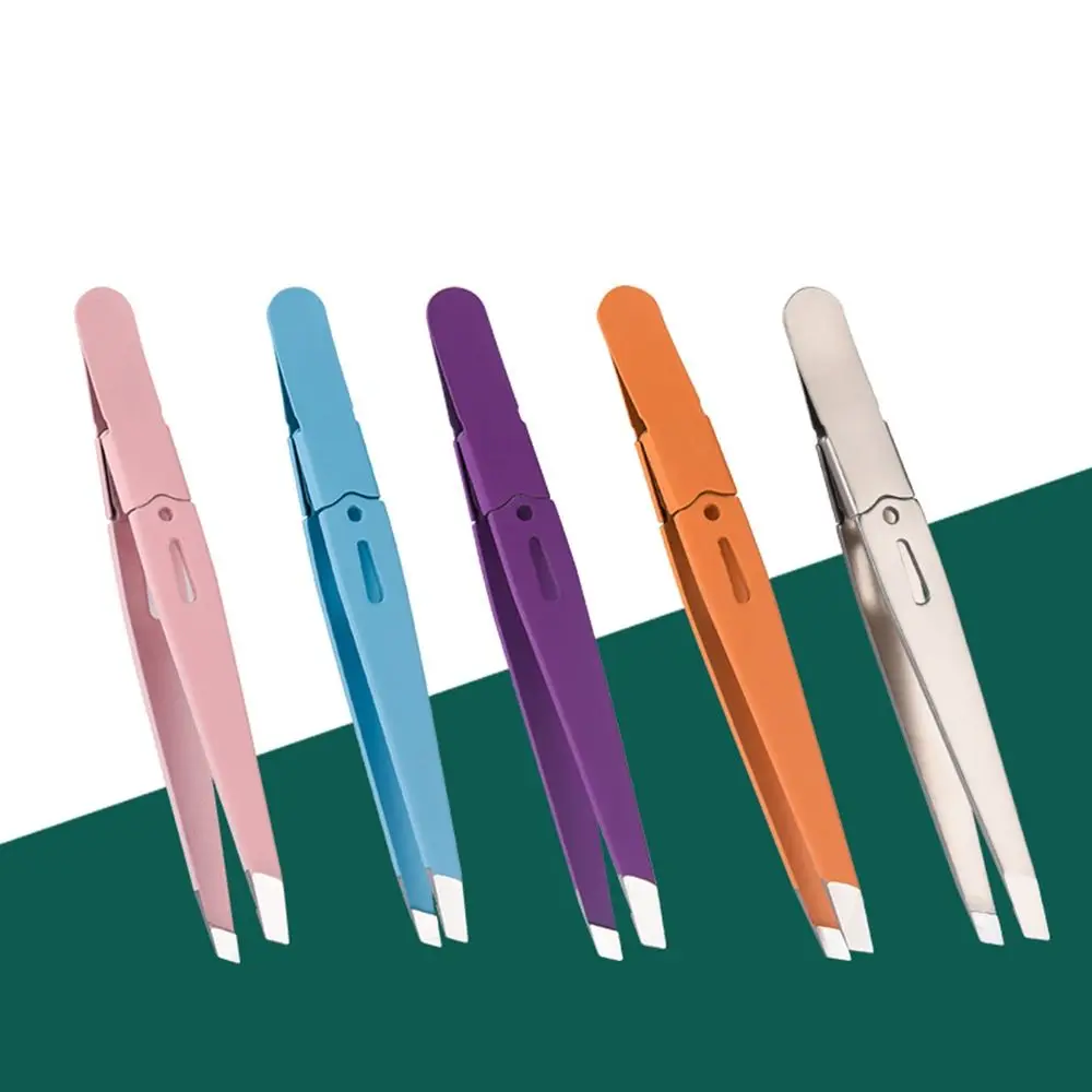 Pinzas para cejas portátiles duraderas, pinzas para cejas de acero inoxidable para depilación, pinzas para cejas inclinadas coloridas multiusos para mujeres