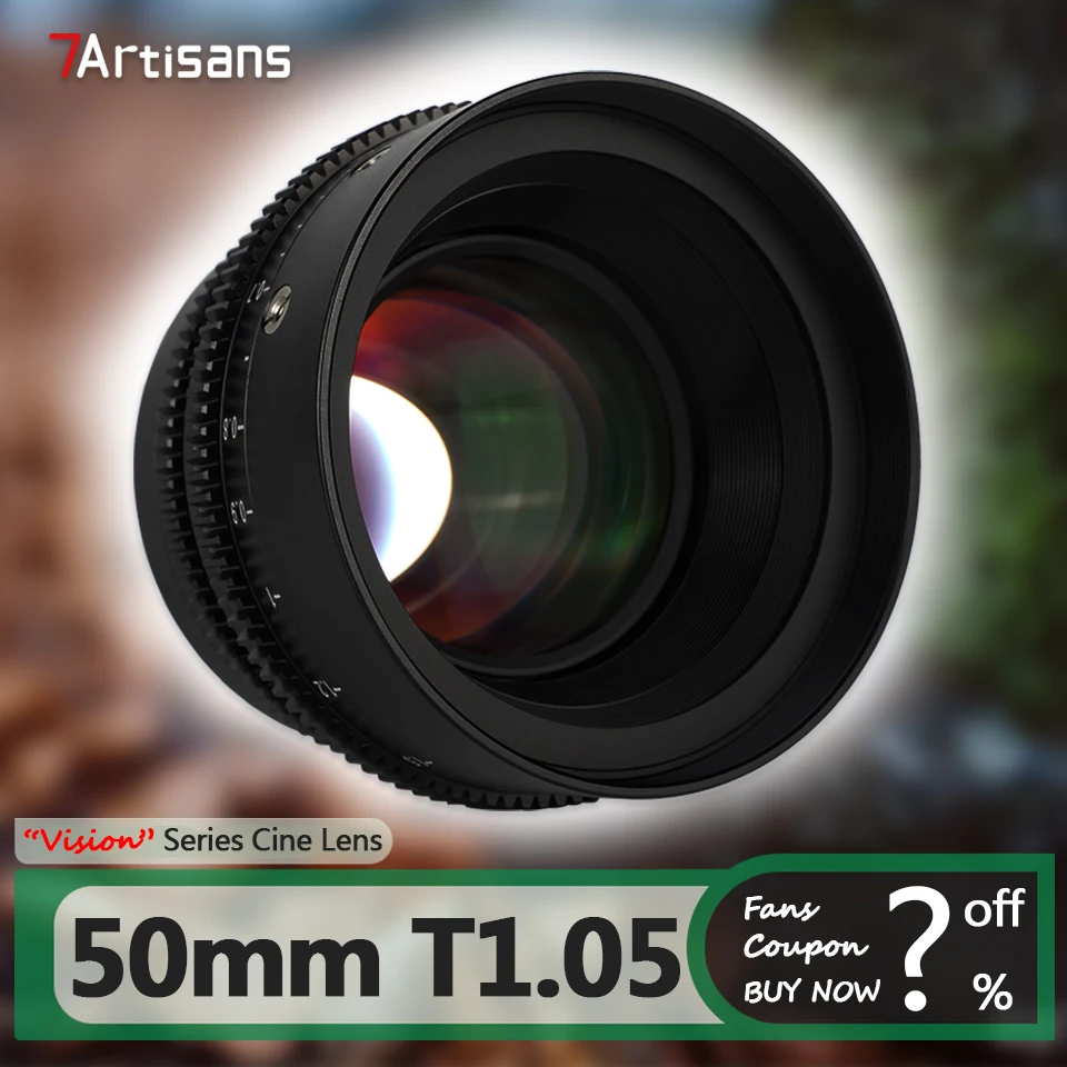 

7artisans 50mm T1.05 APS-C MF Large Aperture Cine Lens for Camera Studio Photography with Sony E Canon RF M43 FX Sigma L Mount