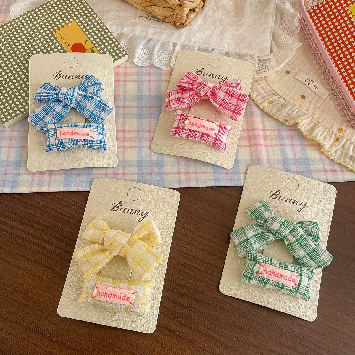

2pcs Plaid Square Bow Hairpins Baby Girl Barrettes Hair Clip Hairpin Bangs Side Clip Kids Headwear Children's Hair Accessories