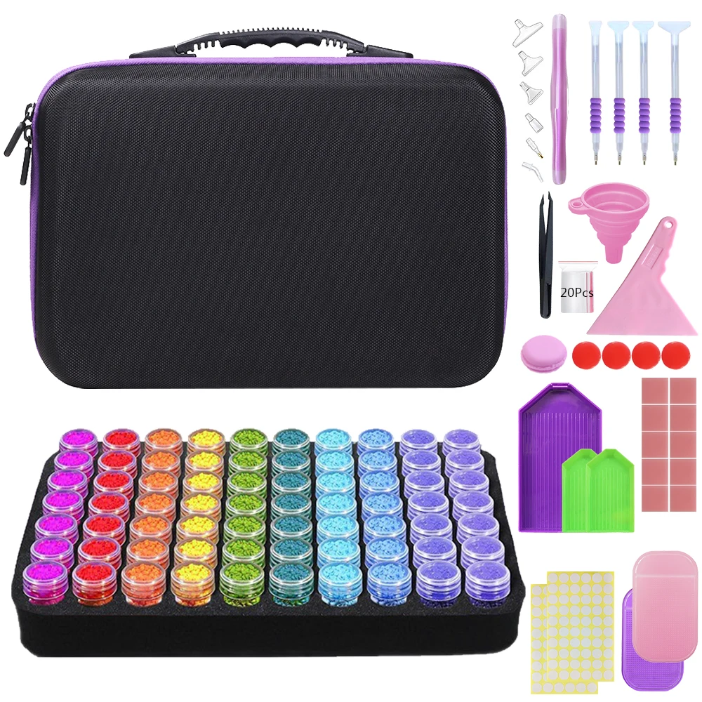 

Diamond Beads Accessories Painting Pen Light Bead Storage Cabinets Supplies Suitcases for Tools Diamonds Box Organizer Funnel 5d