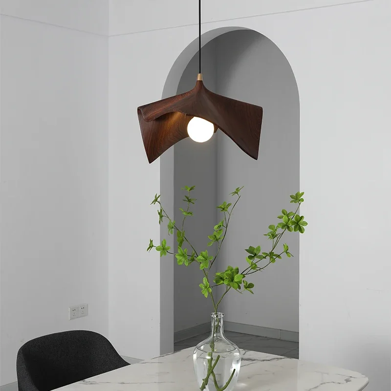 Lámpara colgante Led de un solo cabezal, candelabros de resina de hoja creativa, decoración de iluminación nórdica Simple para el hogar, comedor, dormitorio y estudio