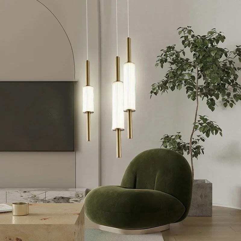 Modern Simplicity Bedroom Bedside Small Pendant light Nordic Table Bar LED Lamp Designer 90-260V Golden Restaurant Chandeliers