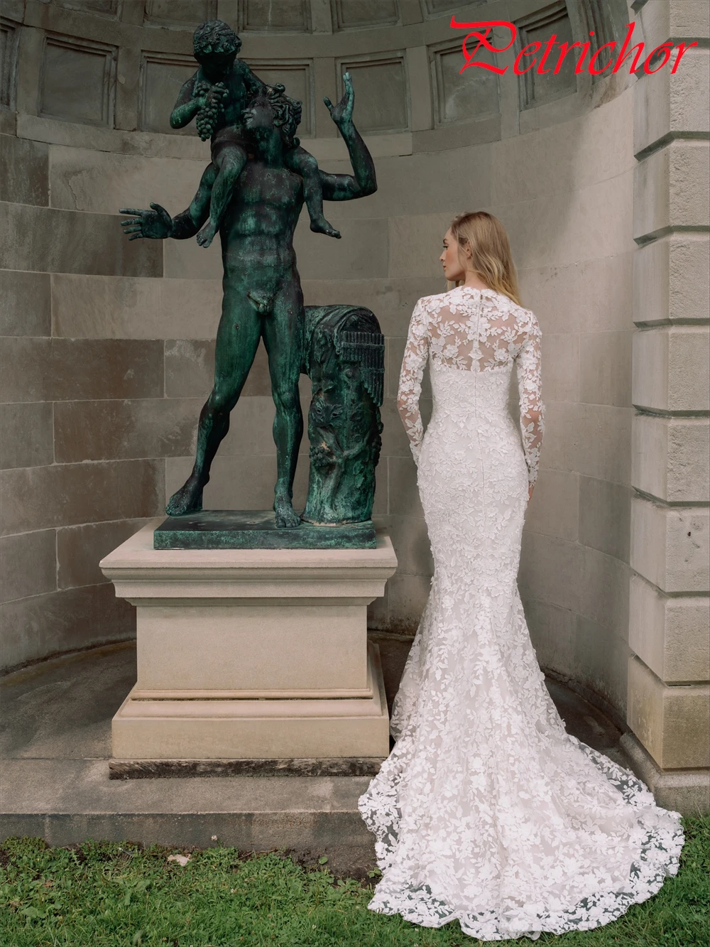 فستان زفاف دانتيل أبيض ناعم مخصص بياقة مربعة وأكمام طويلة زي العرائس ناعم حورية البحر ذيل محكمة رداء de mariée #5