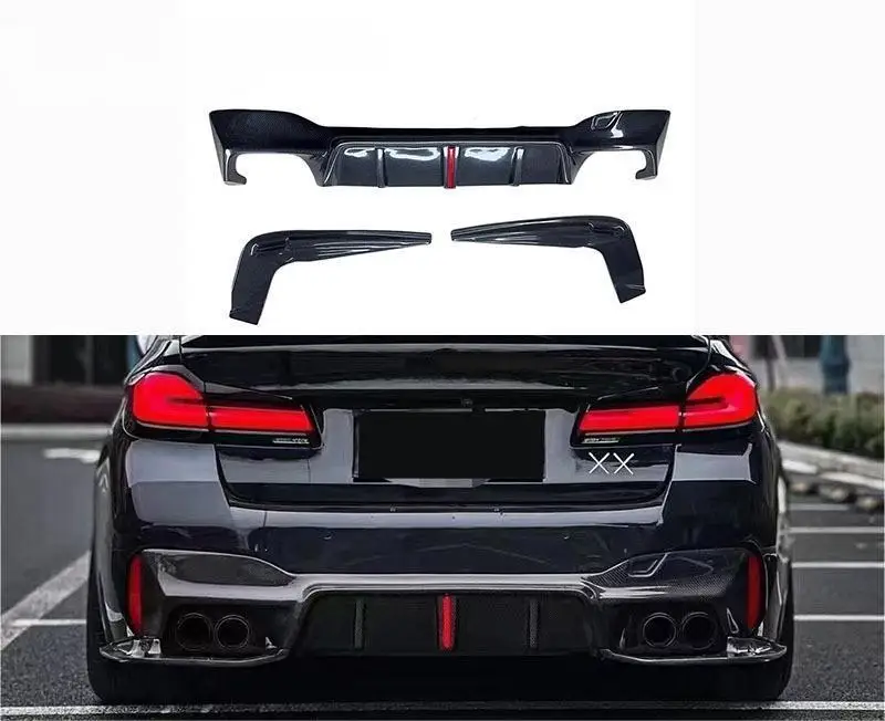 

High Quality Dry Or Wet Carbon Fiber Rear Spoiler Rear Bumper Lip With Light 3D Style Fits For BMW 5 Series G30 2021-2024