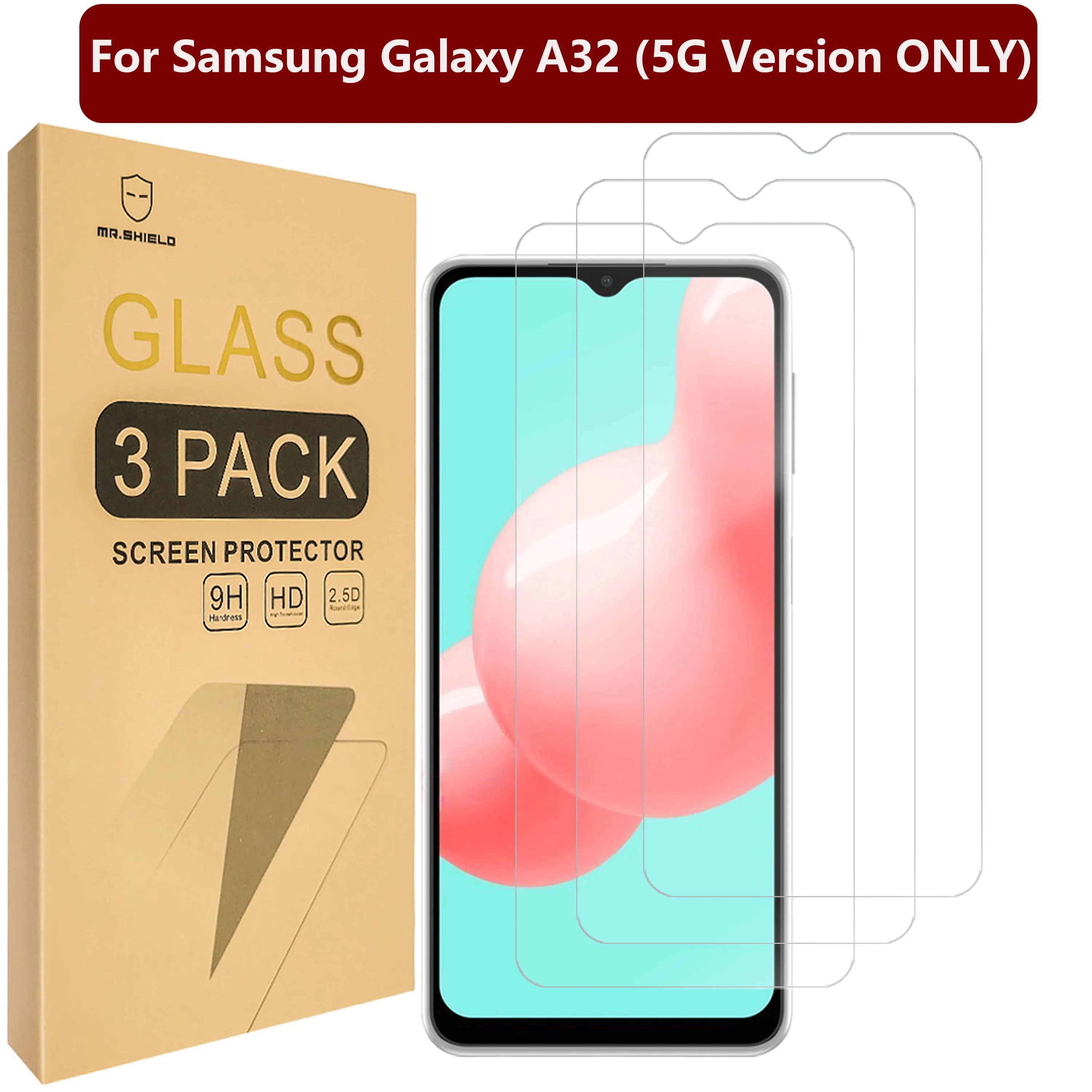 

Mr.Shield [в 3 упаковках] предназначено для Samsung Galaxy A32 (5G Version ONLY) [закаленное стекло] [Японское стекло с твердостью 9H]