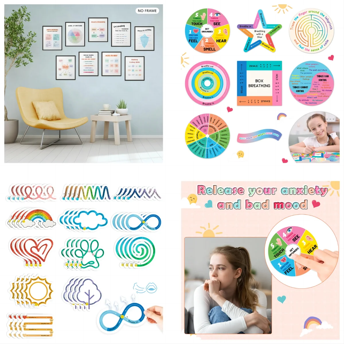 Kids Favors Breath Calm Anxiety Sensory Stickers Anti Stress Tactile Calm Stickers Self Adhesives Decals for Stationery Sticker