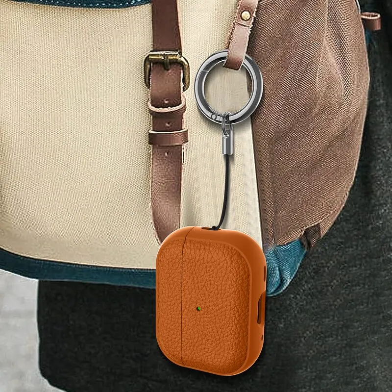 Earphone Case for AirPods Pro 3/Pro 2/4 (Leather-Like Design) Protection Case Accessories with Keychain For AirPods Pro 3/Pro 2 view 5