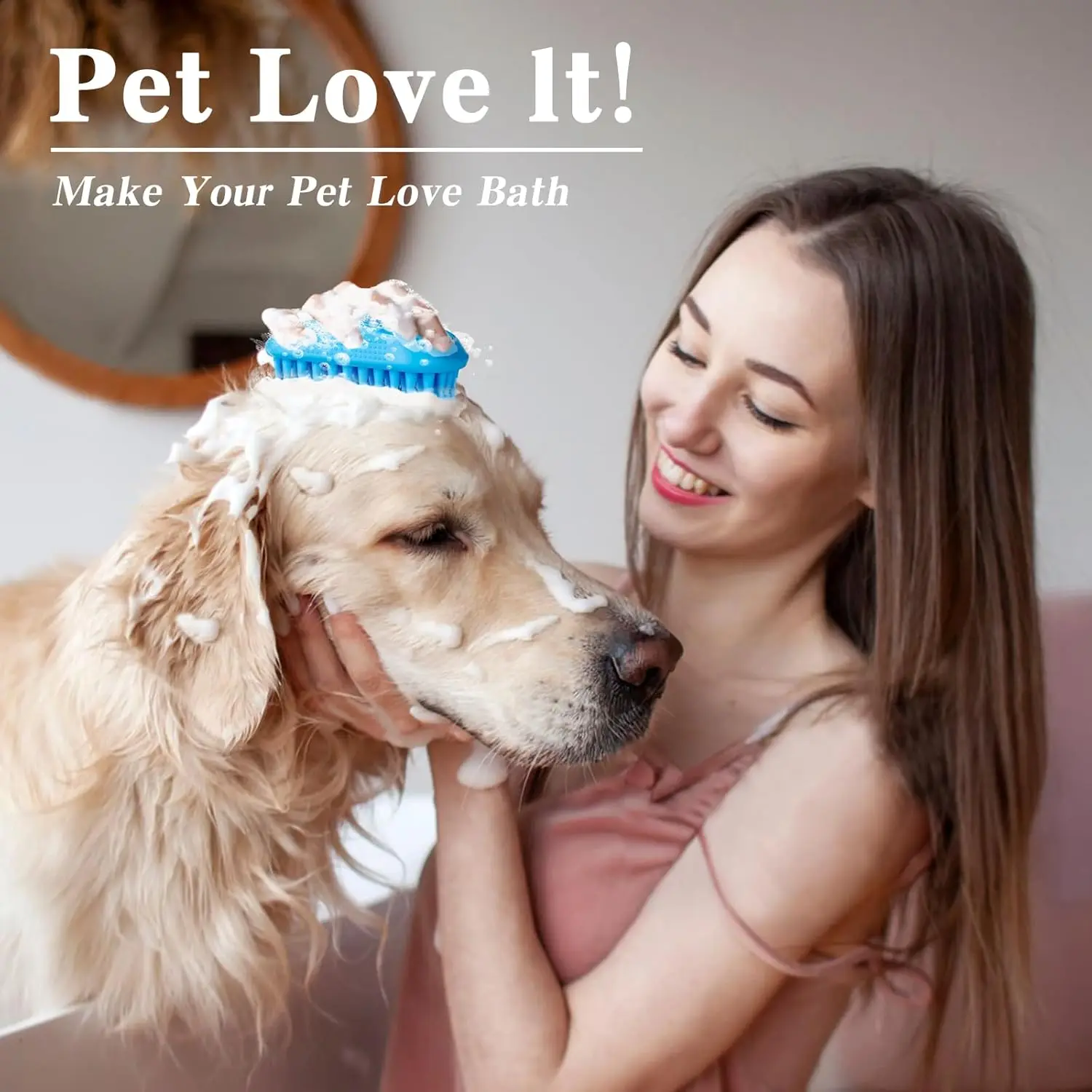 2PCS Dog Bath Brush  Scrubber for Bath Shampoo Washin Shower Brush with Adjustable Handle Suitable for Pets Deshedding Washing