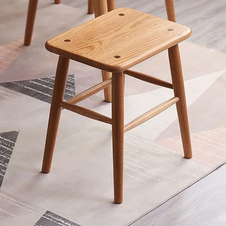 

Nordic household solid wood square stool, white oak cherry wood dining stool, Japanese style original wood minimalist small boar