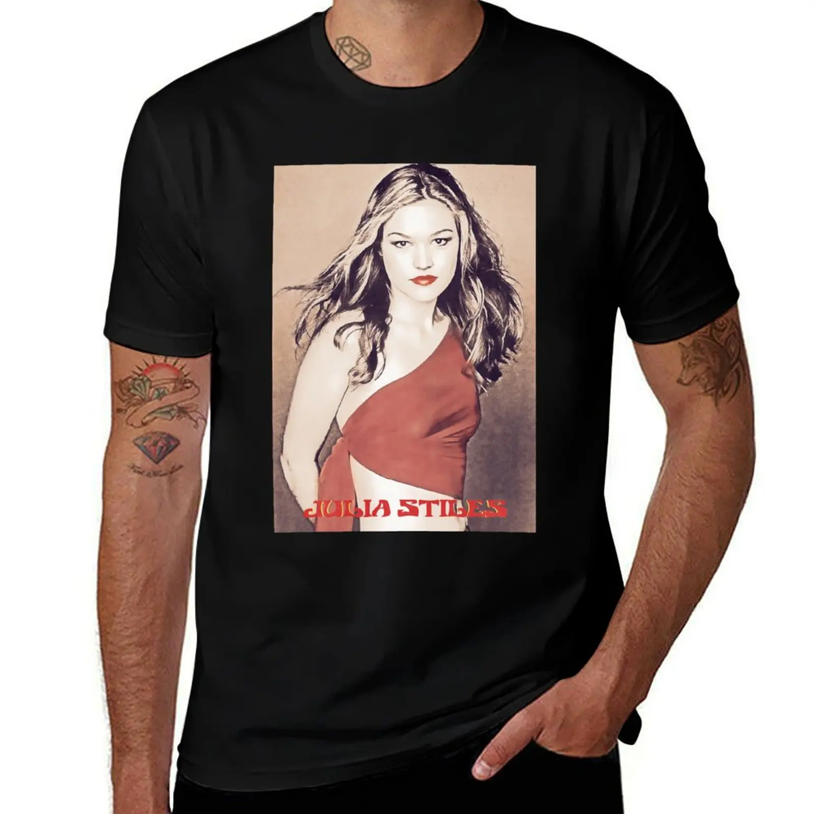 Cool Graphic Gifts Reward Julia Stiles Great Gift Vintage Photograp T-Shirt Large Size Basic Casual T-Shirt