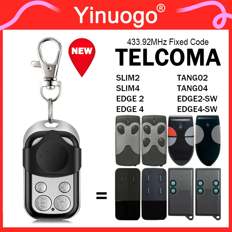 

100% Clone TELCOMA EDGE 2 4 Garage Remote Control 433.92MHz Fixed Code TELCOMA SLIM2 SLIM4 TANG02 TANG04 EDGE2-SW EDGE4-SW