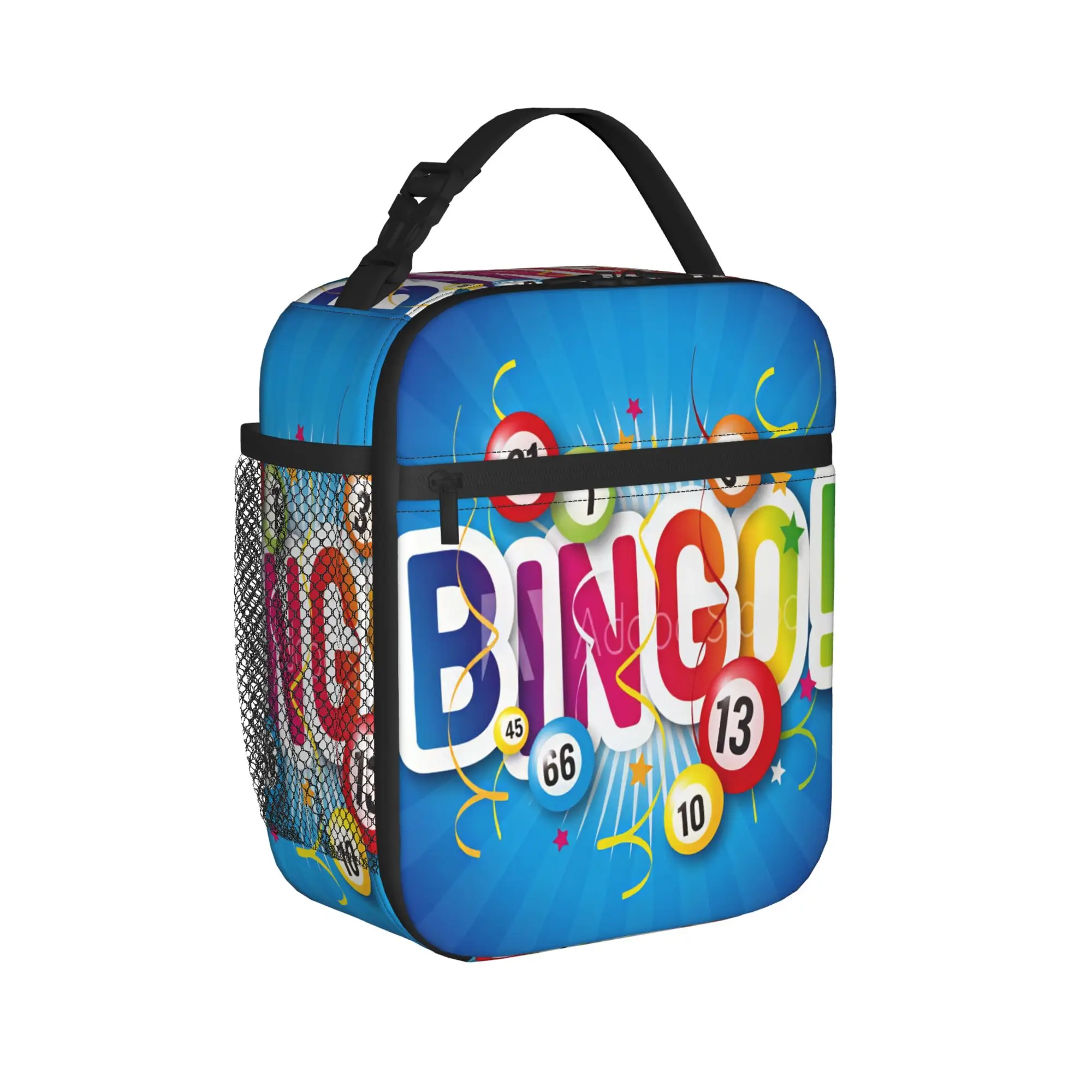 Bingo Balls Paper Game Lunch Bag For Child  Print Lunch Box Retro Picnic Cooler Bag Portable Oxford Thermal Lunch Bags