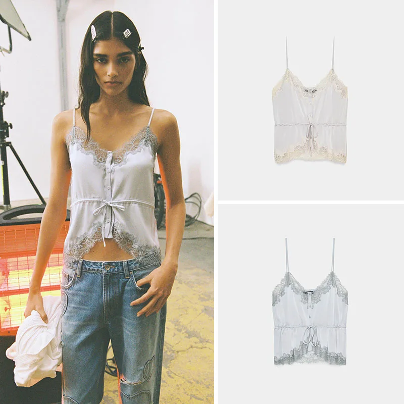 

Новинка весенней коллекции: женский сексуальный топ на бретельках из атласа, модная женская одежда для сценических выступлений в этническом стиле