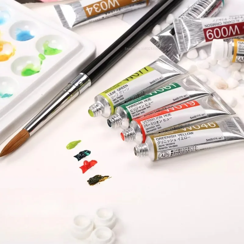 12/18/24/30-color Japanese Holbein  5ml Tubular Transparent Watercolor Paint Set  Artist's Outdoor Sketching Painting Supplies
