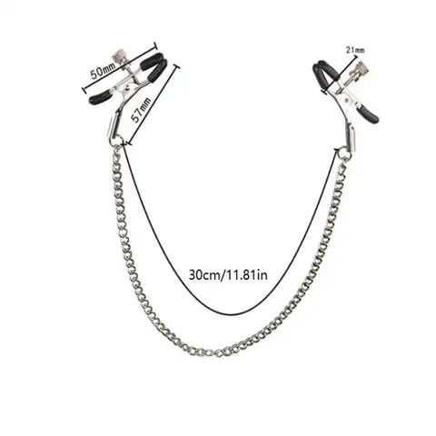 Adjustable Chain Metal Nipple Clamps Clips for Adult Women Cosplay Fantasy Soft Rubber Tips Non Slip Couples Intimate Toy