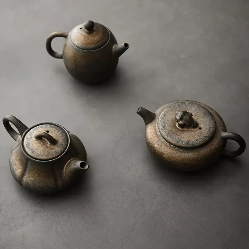 【CHIMU HOME】Japanese Style Handmade Vintage Gilding Porcelain Kung Fu Set Single Handheld Small Pot