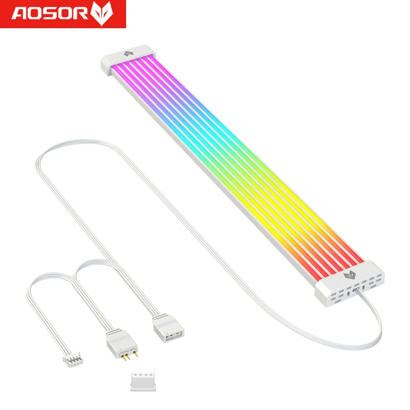 COOLMOON AOSOR Fita de lâmpada PC Backlight Barra de luz flexível 5V ARGB Aura Sync Faixa de lâmpada flexível dobrável DIY para placa gráfica 8P