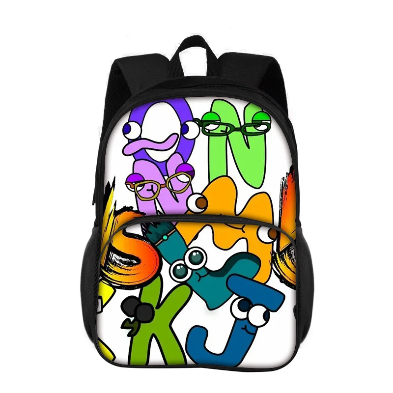 Alphabet Lore Round Front Bag Backpack with Cartoon Printed Letters, Cute and Small Elementary School Boys and Girls, New Style