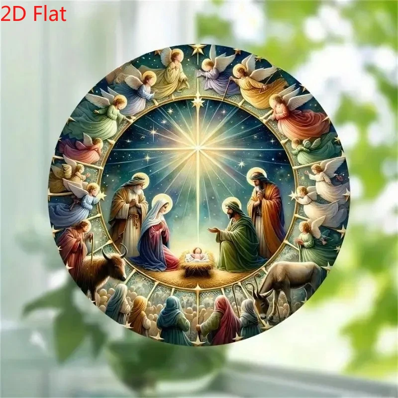2D 8-inch Metal Iron Round Plate Jesus and Disciples Flat Christian Religious Art Church Prayer Room Living Room Home Decoration