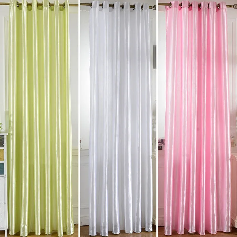 

1 Panel Solid Color Tulle Decorative Sheer Curtains Satin Door Window Curtain Room Balcony Half Shading Drape Curtains 커튼 шторы