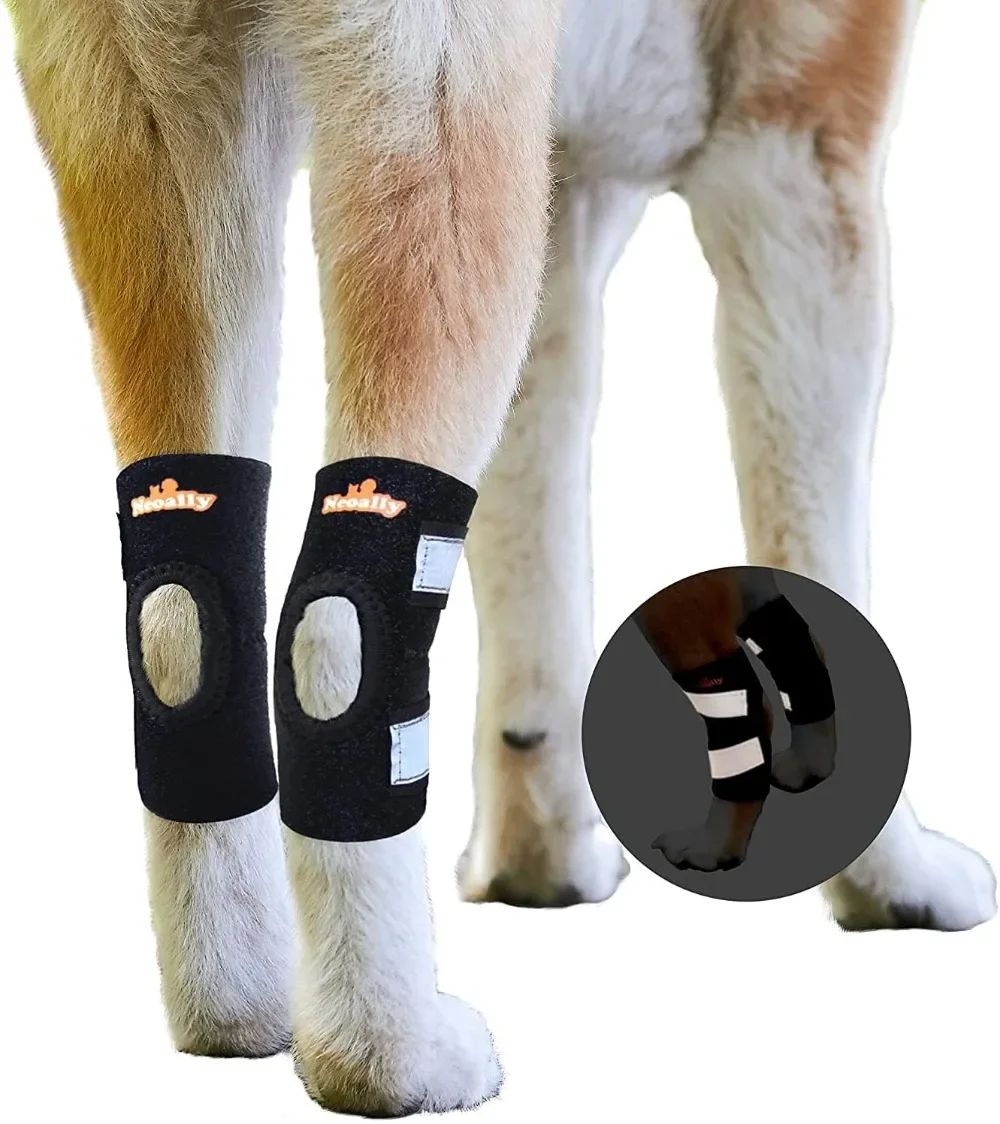 Short Tube Dog Leg Recovery Bandage, With Soft Edge Cloth Edging Short Rear Leg Hock Brace,With Reflective Straps Dog Leg Sleeve