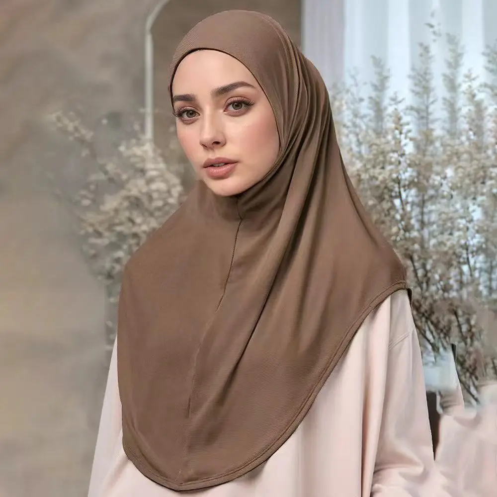 Soft Fabric Instant Hijab Draped Design Full Coverage Women Hijab Scarf Double Chin Undercap Long Length Instant Turbans