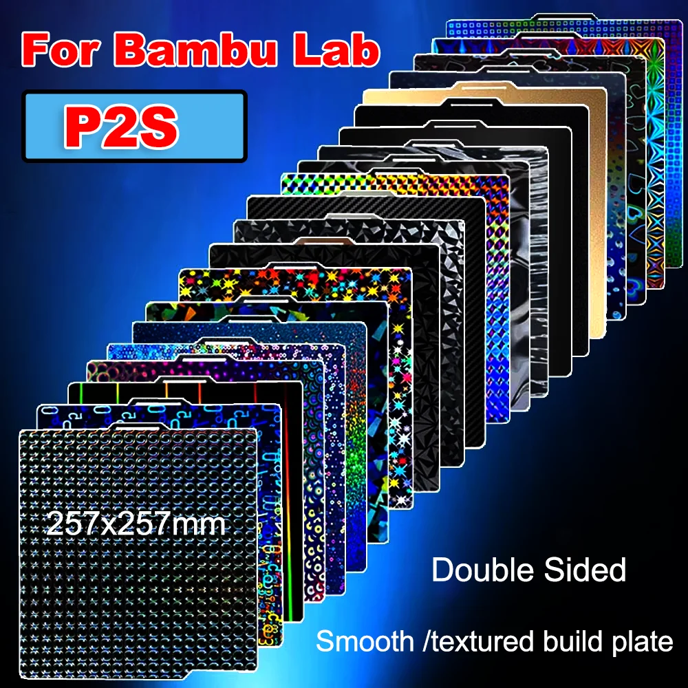 

For Bambu Lab P2S Build Plate PEI Sheet Double Sided Textured Spring Steel Sheet For Bambulab P2S Heated Bed 3D Printer Parts