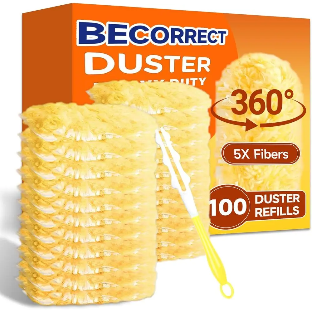 

100 Count 360° Heavy Duty Duster Refills, Larger Size - Extra Thick Electrostatic Disposable Dusters, Suitable for Furniture, Bl