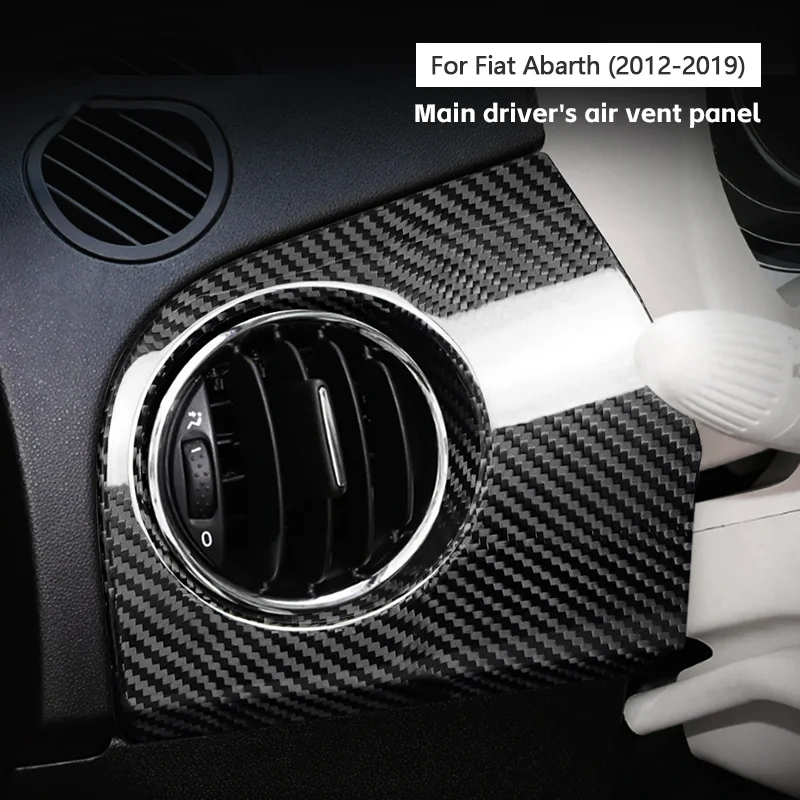 

2012-2024 For Fiat 500 Abarth 595 695 Main Drive Dashboard Side Air Outlet Panel Genuine Carbon Fiber 3D Decorative Sticker