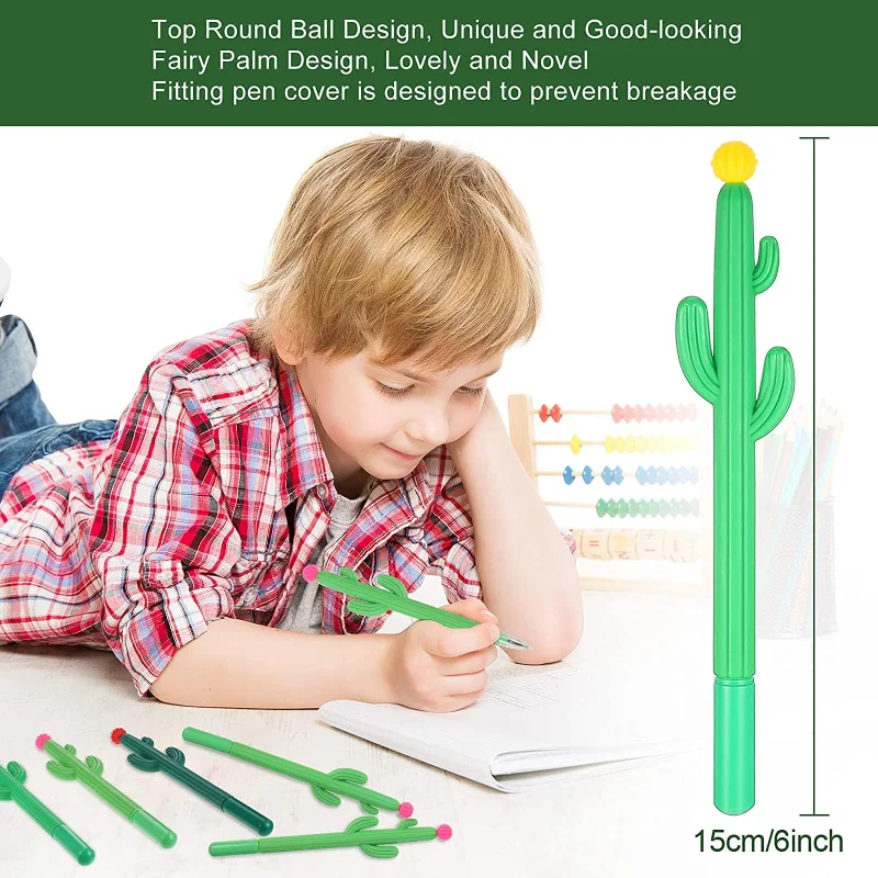 24 pcs Cactus Shaped Roller Pens Cactus Gel Ink Cactus Shaped Ballpoint Black Cactus Rollerball Pen Cactus with Flower