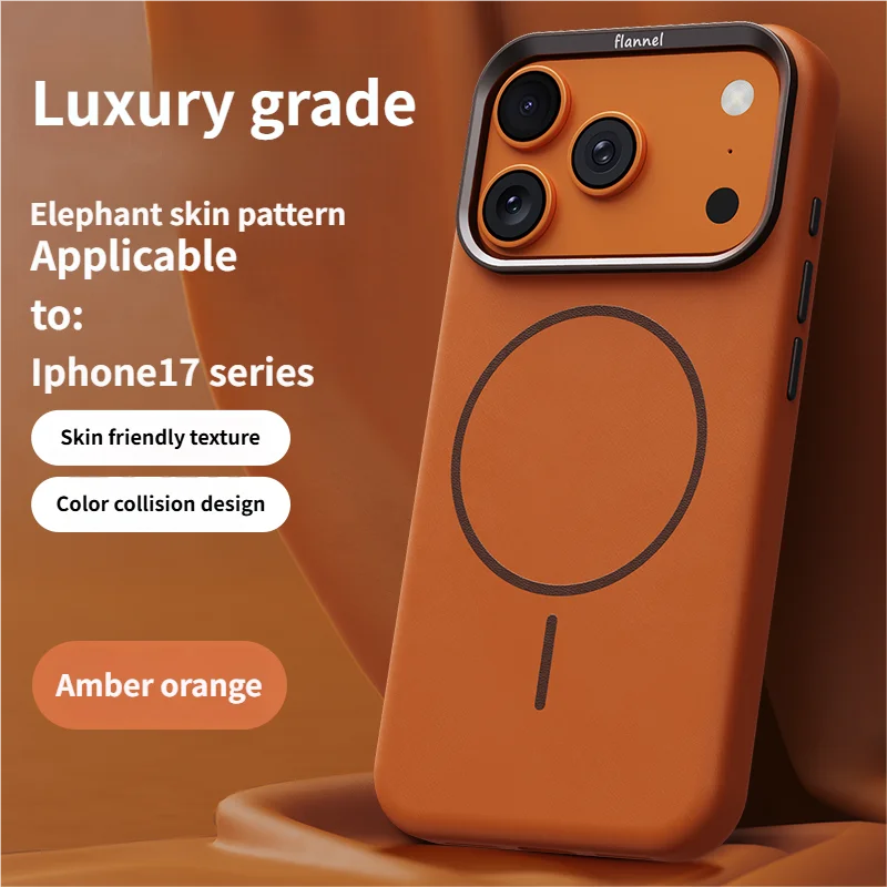 

for iphone16 15 14 13cases iphone16plus mobile phone case elephant leather texture simple high-end iPhone17pro series magnetic