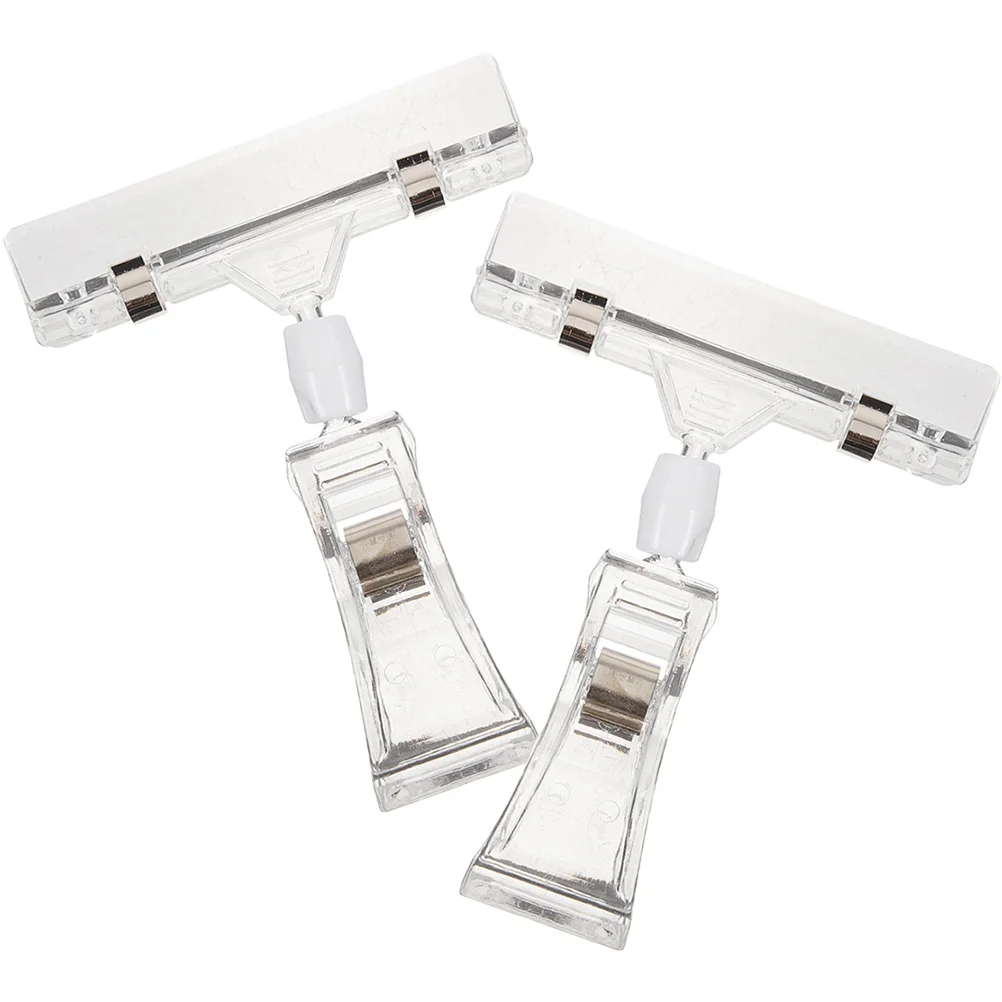 10pcs Transparent Double Sided Clips Price Tag Holder Rotating Merchandise Display Sign Banner Mini Clip Super Clip