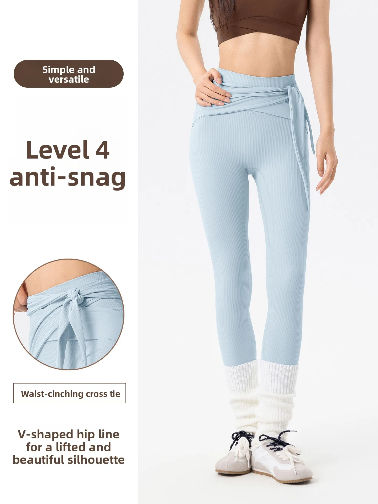 Fitness-Hose mit hoher Taille, Damen-Yoga-Hose, enge elastische Sporthose, Lauf-Oberbekleidung, Bandage-Design, Po-Lifting
